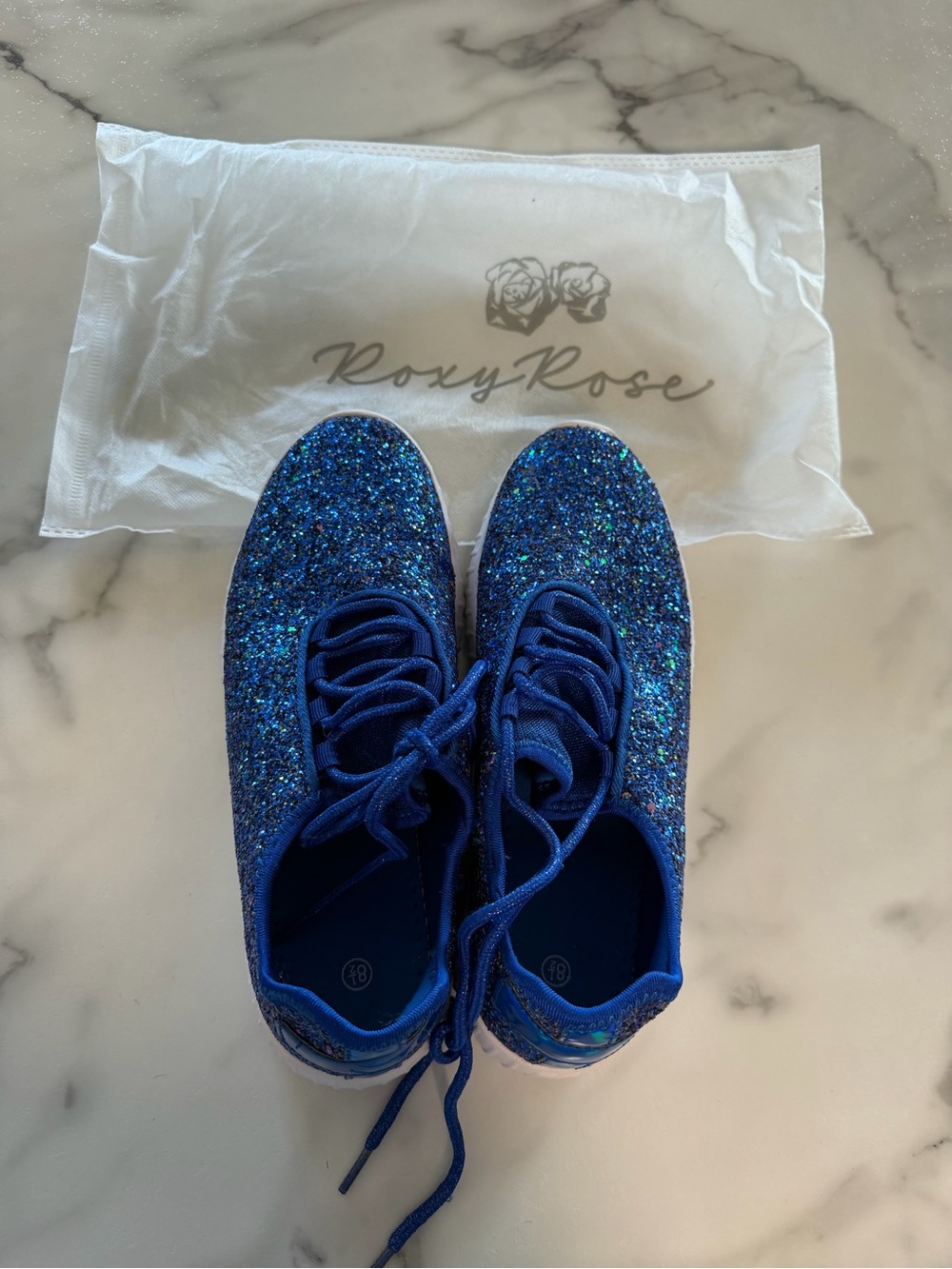 RoxyRose Blue Glitter Lace-Up Sneakers